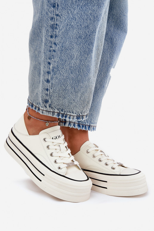 Piel Zapatos de ocio con una plataforma GOE RR2N4106 el color blanco