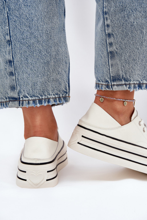 Piel Zapatos de ocio con una plataforma GOE RR2N4106 el color blanco