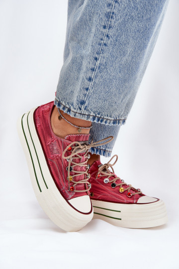 Zapatos de ocio con una plataforma GOE RR2N4104 color rojo