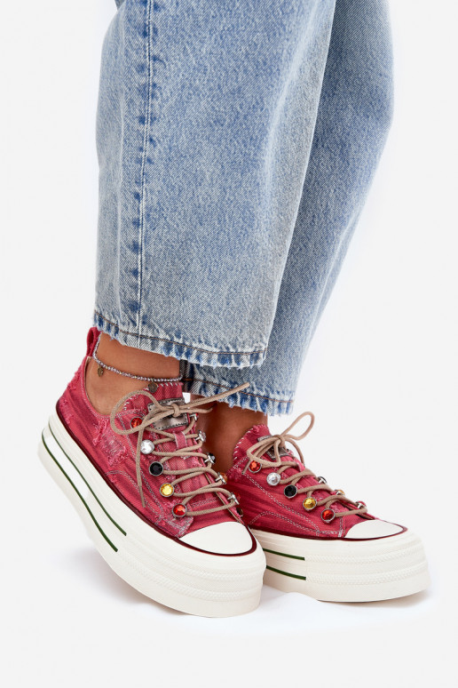 Zapatos de ocio con una plataforma GOE RR2N4104 color rojo