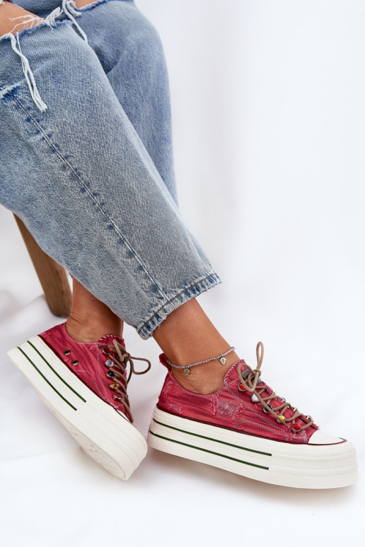 Zapatos de ocio con una plataforma GOE RR2N4104 color rojo