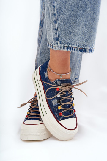 Zapatos de ocio con una plataforma GOE RR2N4103 azul oscuro