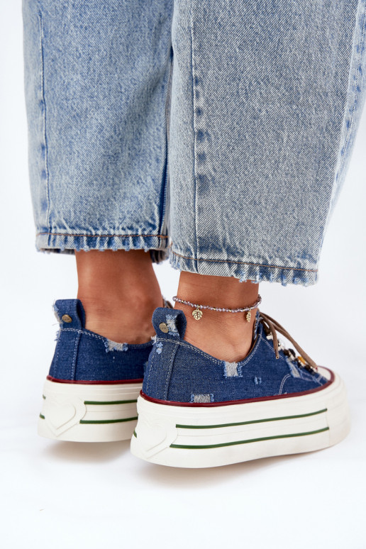 Zapatos de ocio con una plataforma GOE RR2N4103 azul oscuro