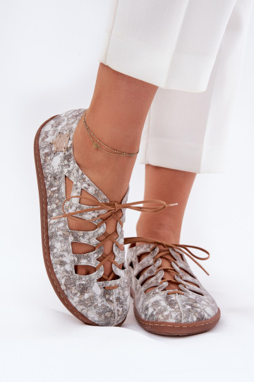 Zapatos tipo bailarinas con cortes Tai turiciejka 06835-25/00-1 color dorado