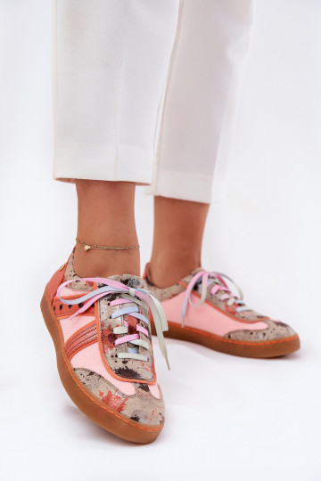 Zapatos deportivos de piel para mujeres Tai turiciejka 06840-18 color naranja 2