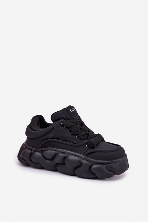 Piel Zapatillas modelo zapatos. Femenino con una plataforma GOE RR2N4044 de color negro