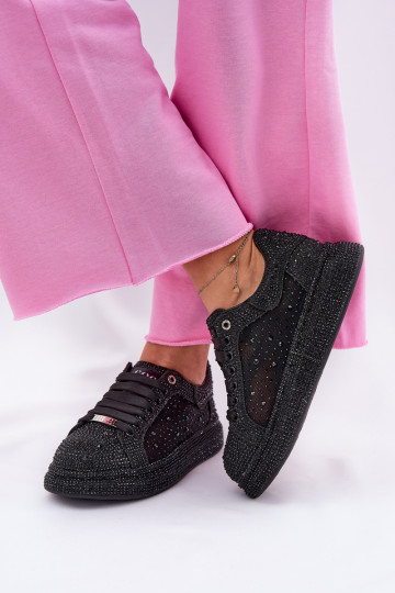 Decorado Zapatillas modelo zapatos. con una plataforma GOE NN2N4021 de color negro