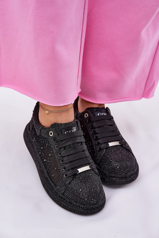 Decorado Zapatillas modelo zapatos. con una plataforma GOE NN2N4021 de color negro