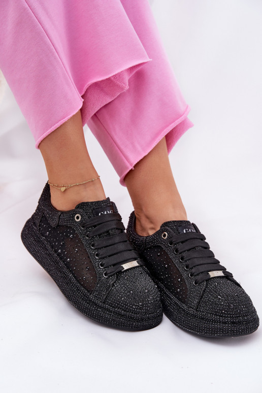 Decorado Zapatillas modelo zapatos. con una plataforma GOE NN2N4021 de color negro