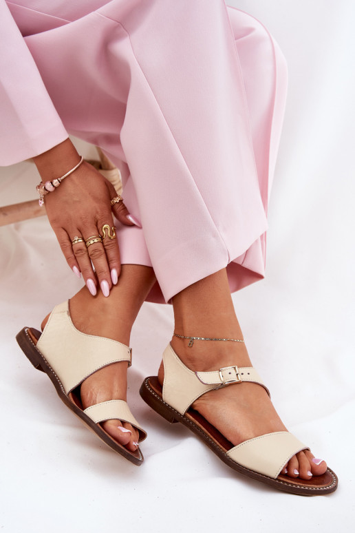 Piel Sandalias planas para mujer. Zazoo 3014 beige Piel Sandalias planas para mujer. Zazoo 3014 beige