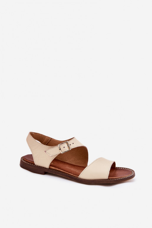Piel Sandalias planas para mujer. Zazoo 3014 beige Piel Sandalias planas para mujer. Zazoo 3014 beige