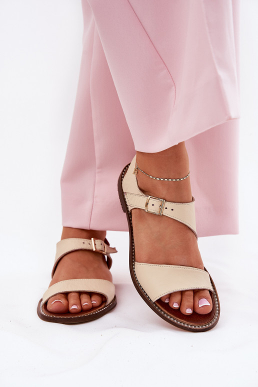 Piel Sandalias planas para mujer. Zazoo 3014 beige Piel Sandalias planas para mujer. Zazoo 3014 beige