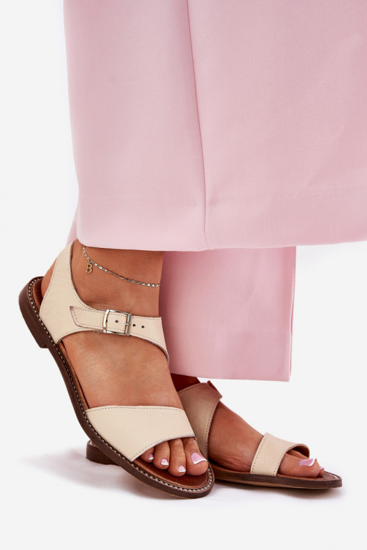 Piel Sandalias planas para mujer. Zazoo 3014 beige Piel Sandalias planas para mujer. Zazoo 3014 beige