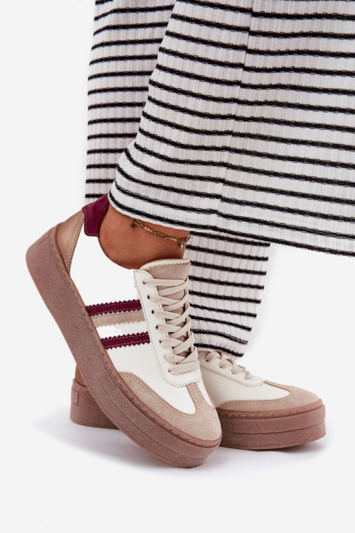 Piel Zapatillas modelo zapatos. Femenino con una plataforma Zazoo N1234 beige-borgoña Piel Zapatillas modelo zapatos. Femenino con una plataforma Zazoo N1234 beige-borgoña