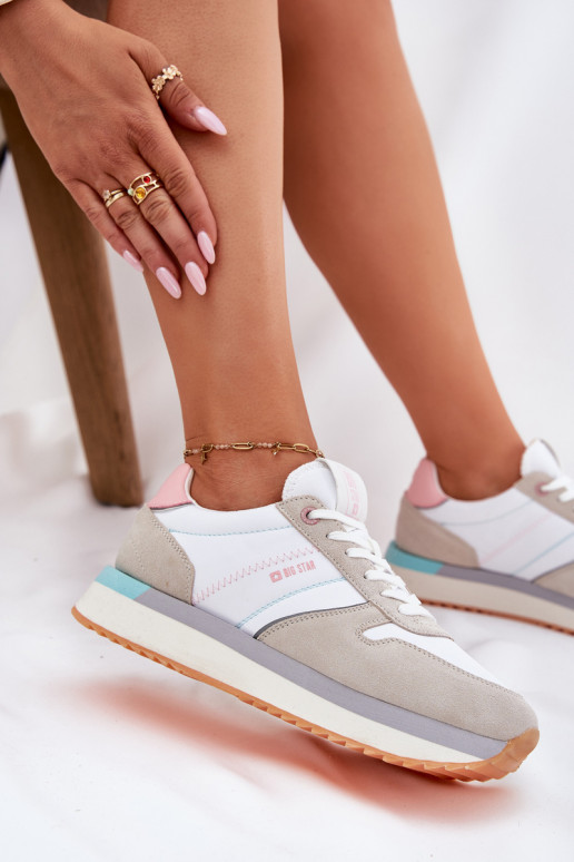 de gamuza Zapatillas modelo zapatos. Femenino Big Star RR274A047 HI-POLY SYSTEM beige-el color blanco de gamuza Zapatillas modelo zapatos. Femenino Big Star RR274A047 HI-POLY SYSTEM beige-el color blanco