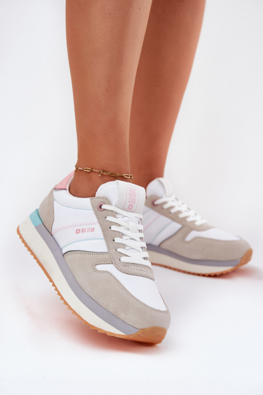 de gamuza Zapatillas modelo zapatos. Femenino Big Star RR274A047 HI-POLY SYSTEM beige-el color blanco de gamuza Zapatillas modelo zapatos. Femenino Big Star RR274A047 HI-POLY SYSTEM beige-el color blanco