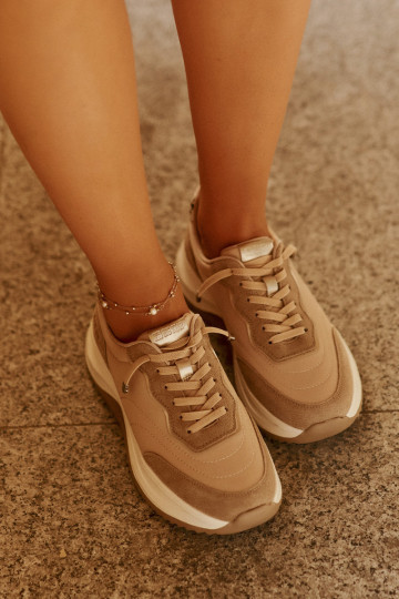 Zapatillas deportivas de ante para mujeres con plataforma Big Star RR274A345 HI-POLY SYSTEM color arena 2