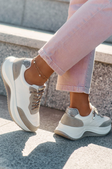 Zapatillas deportivas de ante para mujeres con plataforma Big Star RR274A344 HI-POLY SYSTEM color arena