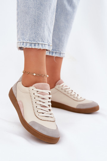Zapatillas de cuero para mujeres Zazoo N1220 color arena