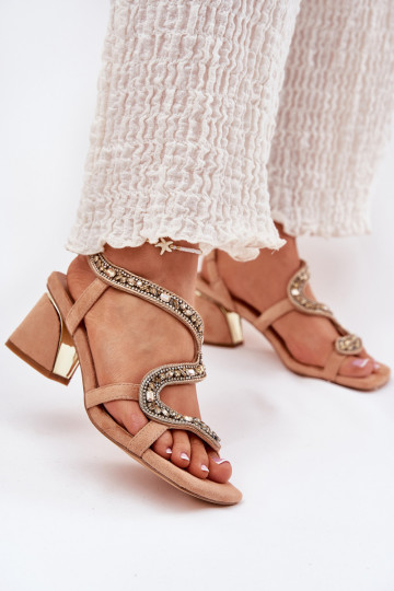 Sandalias de tacón alto para mujer. con ojos brillantes Artiker 56C1374 beige 2