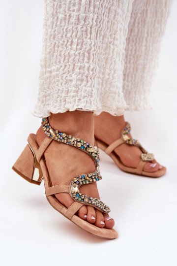 Sandalias de tacón alto para mujer. con ojos brillantes Artiker 56C1377 beige