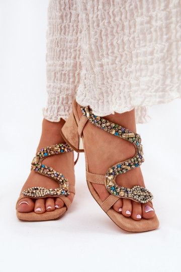 Sandalias de tacón alto para mujer. con ojos brillantes Artiker 56C1377 beige 2
