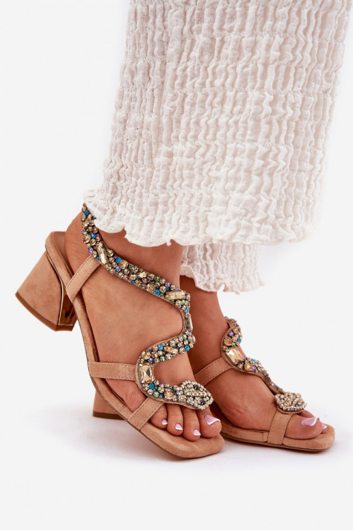 Sandalias de tacón alto para mujer. con ojos brillantes Artiker 56C1377 beige