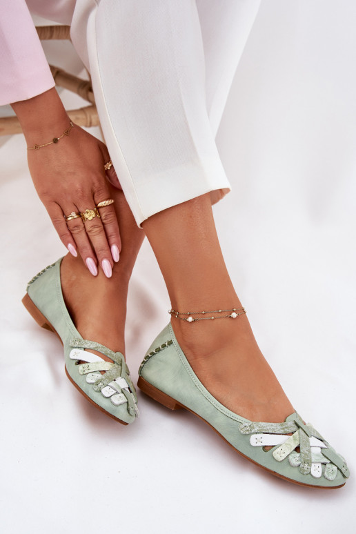 Femenino bailarinas Tiene queciejka 01358-50 color menta Femenino bailarinas Tiene queciejka 01358-50 color menta