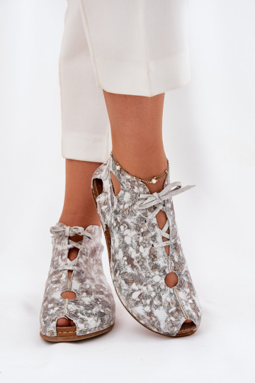 Estampado Piel Botas Tiene queciejka 03426-46 Blanco-beige 2