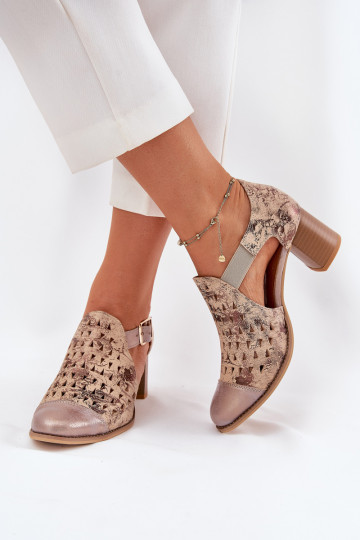 Femenino Piel Botas caladas Tiene queciejka 04962-43 beige-color dorado