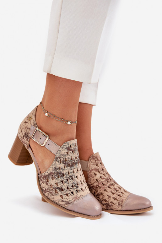 Femenino Piel Botas caladas Tiene queciejka 04962-43 beige-color dorado