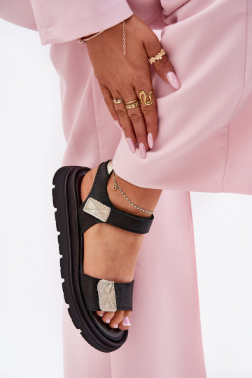 Sandalias de mujer con plataforma Zazoo 40443 color negro