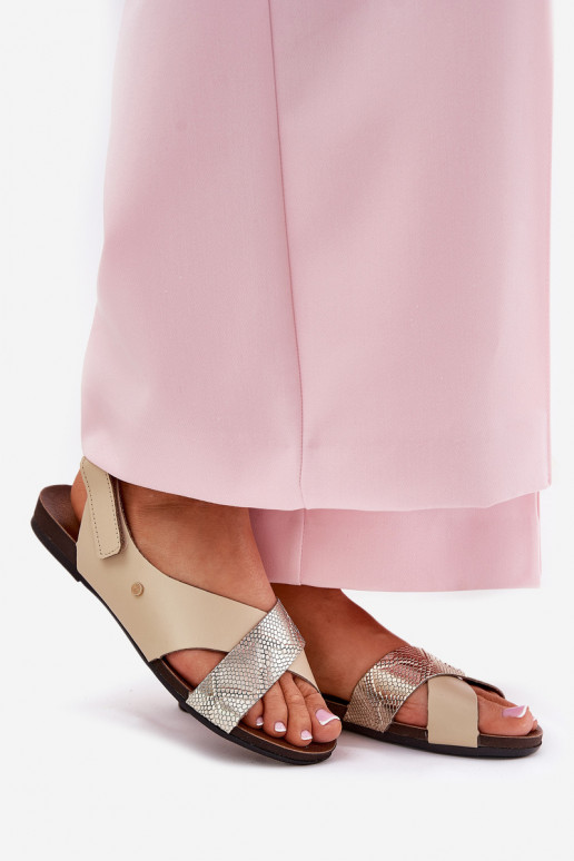 Sandalias de mujer con sujetadores adhesivos Zazoo 40141 beige-color dorado Sandalias de mujer con sujetadores adhesivos Zazoo 40141 beige-color dorado