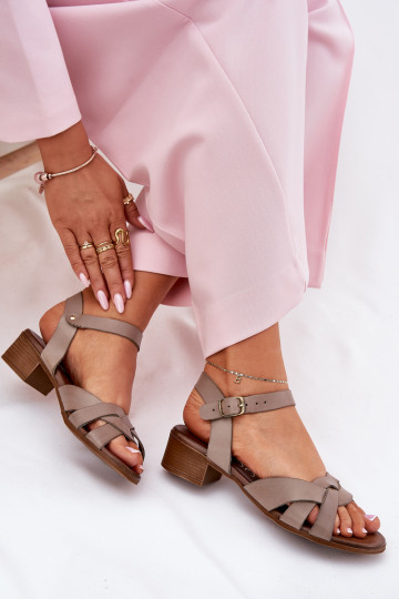 Sandalias de mujer con tacón sutil Zazoo 40372 color arena