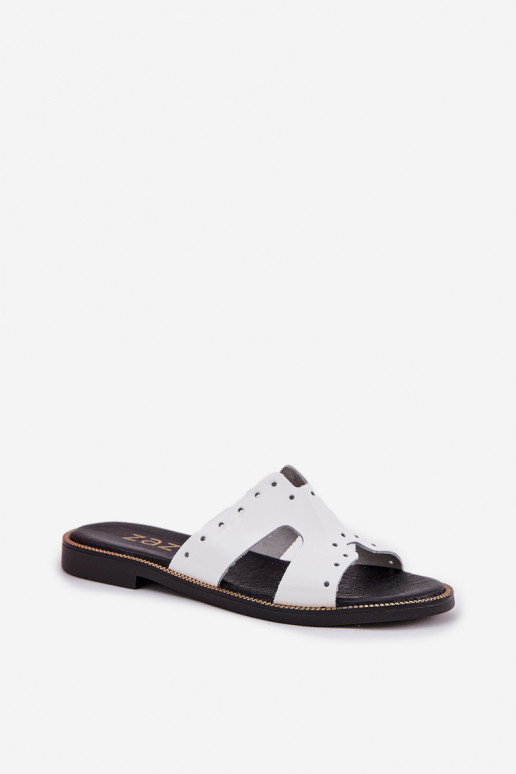 Zazoo 40326 con efecto barniz Femenino Zapatillas Con recortes decorativos el color blanco Zazoo 40326 con efecto barniz Femenino Zapatillas Con recortes decorativos el color blanco