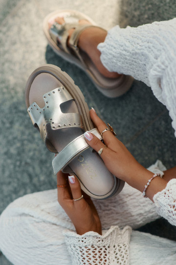 zapatillas de mujerActivadoturalnej Skóry con una plataforma Zazoo 40440 color dorado