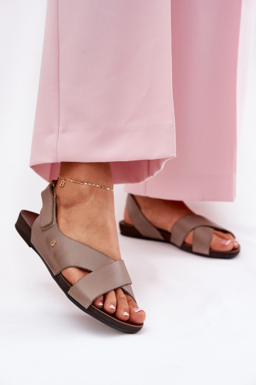 Sandalias de mujer con sujetadores adhesivos Zazoo 40141 beige