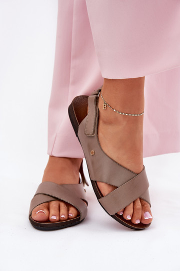 Sandalias de mujer con sujetadores adhesivos Zazoo 40141 beige 2