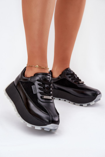 Zapatillas deportivas de mujer de cuero con plataforma Big Star RR274873 HI-POLY SYSTEM color negro 2