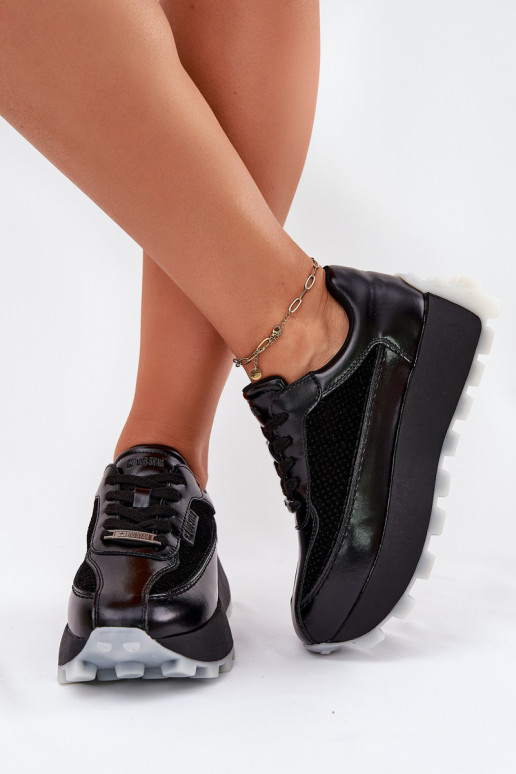 Piel Femenino Zapatillas modelo zapatos. con una plataforma Big Star RR274873 HI-POLY SYSTEM de color negro Piel Femenino Zapatillas modelo zapatos. con una plataforma Big Star RR274873 HI-POLY SYSTEM de color negro