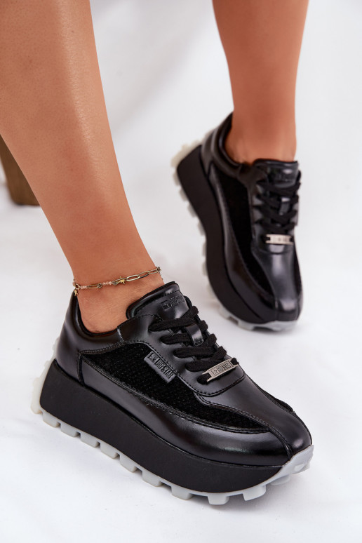 Piel Femenino Zapatillas modelo zapatos. con una plataforma Big Star RR274873 HI-POLY SYSTEM de color negro Piel Femenino Zapatillas modelo zapatos. con una plataforma Big Star RR274873 HI-POLY SYSTEM de color negro