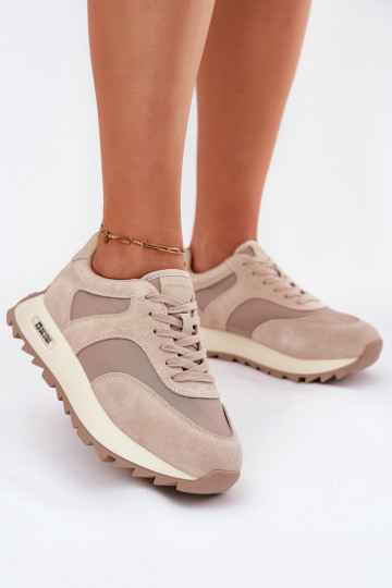 de gamuza Zapatillas modelo zapatos. con una plataforma Femenino Big Star RR274897 HI-POLY SYSTEM beige