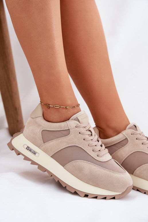 de gamuza Zapatillas modelo zapatos. con una plataforma Femenino Big Star RR274897 HI-POLY SYSTEM beige