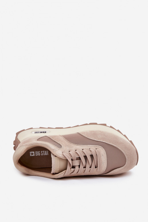 de gamuza Zapatillas modelo zapatos. con una plataforma Femenino Big Star RR274897 HI-POLY SYSTEM beige