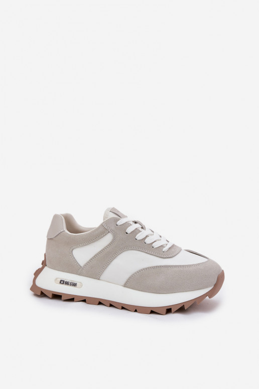 de gamuza Zapatillas modelo zapatos. con una plataforma Femenino Big Star RR274896 HI-POLY SYSTEM Blanco-color gris