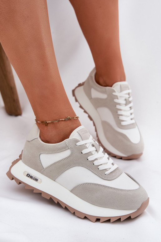 de gamuza Zapatillas modelo zapatos. con una plataforma Femenino Big Star RR274896 HI-POLY SYSTEM Blanco-color gris