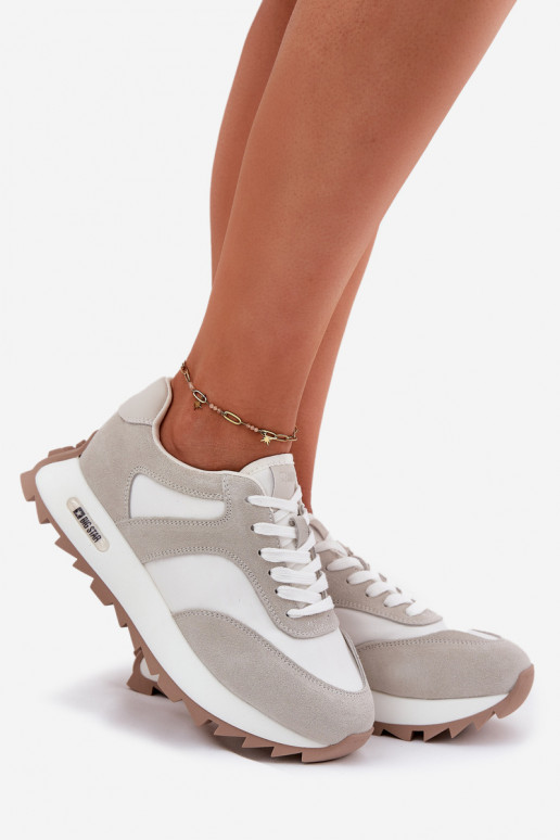 de gamuza Zapatillas modelo zapatos. con una plataforma Femenino Big Star RR274896 HI-POLY SYSTEM Blanco-color gris