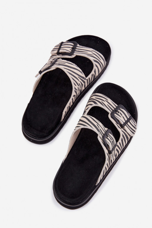 Zapatillas de ante para mujer. con hebillas D.Franklin DFSH405002 Zebra