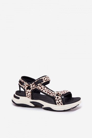 Sandalias de mujer con cierres adhesivos D.Franklin DFSH406002 negras y color arena 2