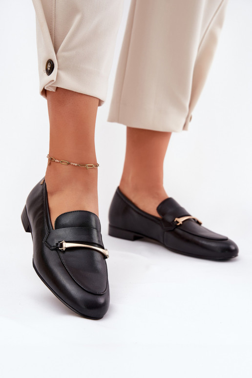 Piel zapatos mocasines de mujer Tiene queciejka K6809-01 de color negro Piel zapatos mocasines de mujer Tiene queciejka K6809-01 de color negro